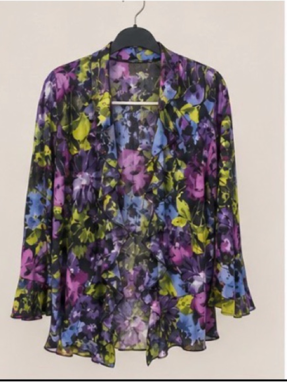 Alfani Floral Sheer Flowy Cardigan Cover-Up Top XL